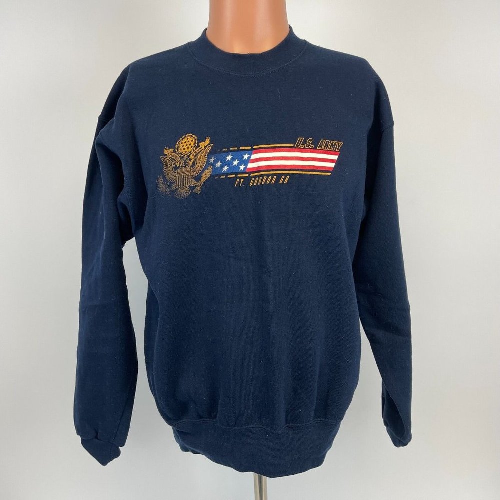 United States Army Fort Gordon Georgia Crewneck Sweatshirt Vtg MJ Soffe Blue M - Picture 2 of 4